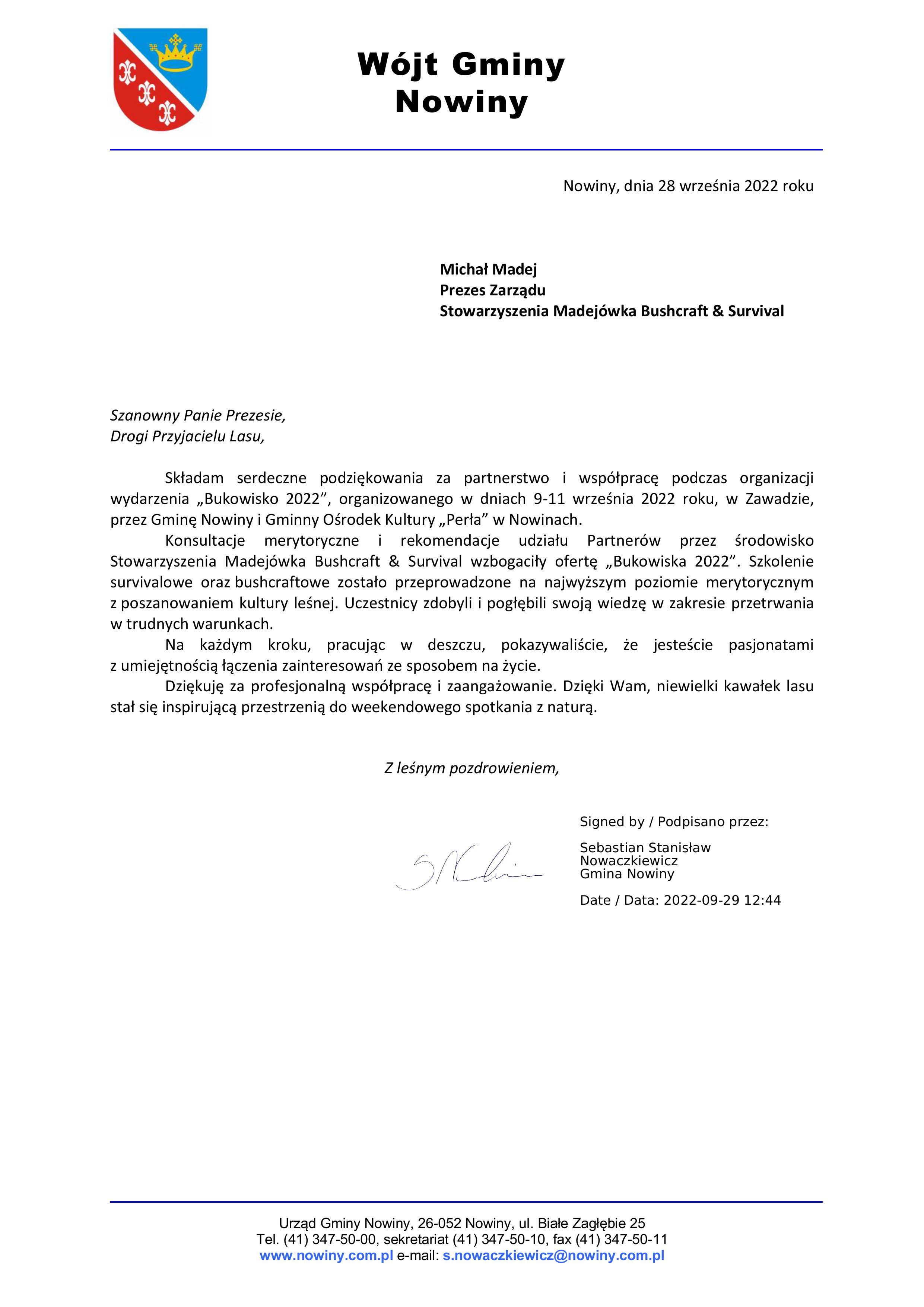 podziękowania madejówka